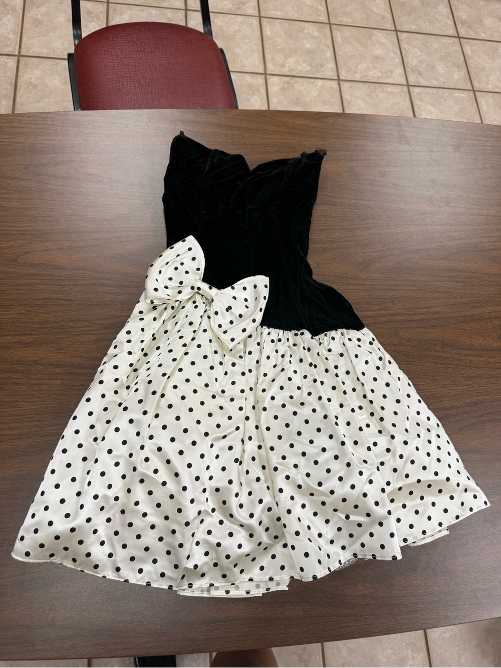 Vintage Jessica McClintock Gunne Sax Velvet Strapless Polka Dot Dress Whimsigoth